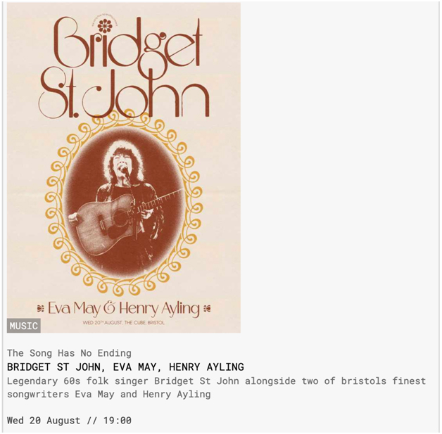Bridget St. John + Tony Poole at The Betsey Trotwood Flyer